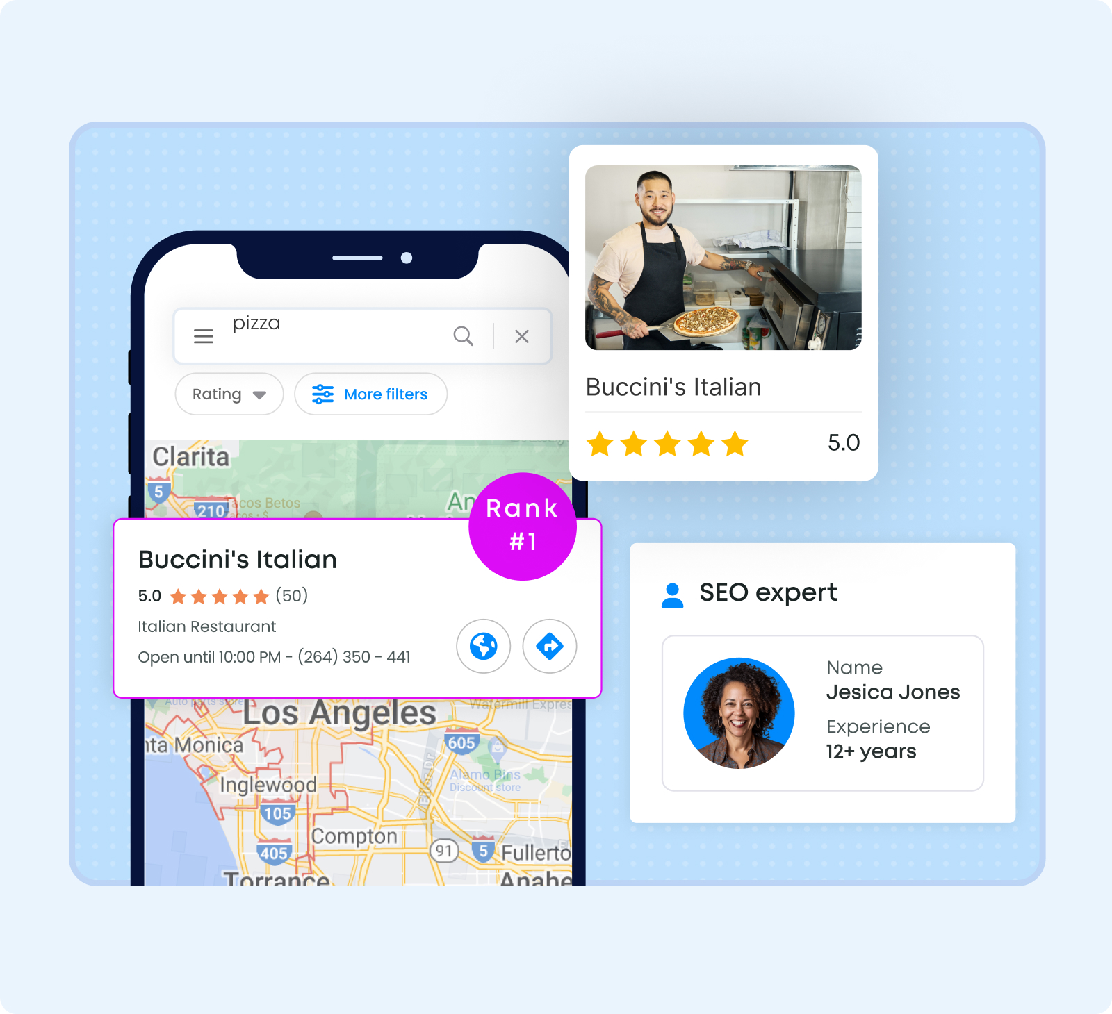 Google profile and review visual for contractors fixing local SEO before ads.